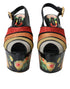 Dolce & Gabbana Multicolor Floral Crystal Platform Heels Sandals Shoes